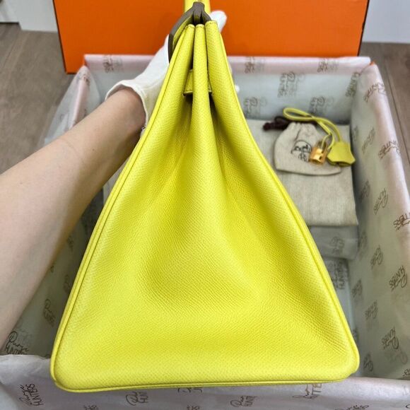 100% Authentic Hermès Epsom Birkin 35 Lime GHW Stamp Q - Picture 2 of 11